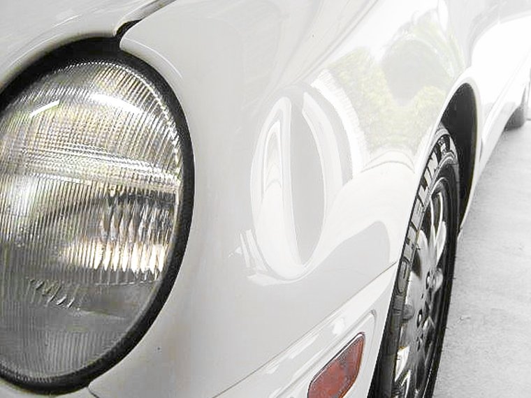 Mercedes door before paintless dent repair